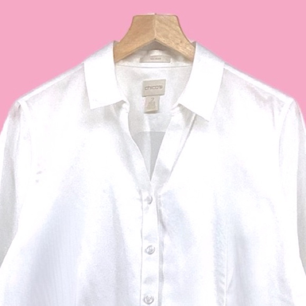 Chico's White Button Down Shirt - Picture 3 of 13